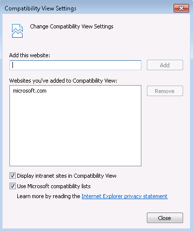 Compatibility View settings
